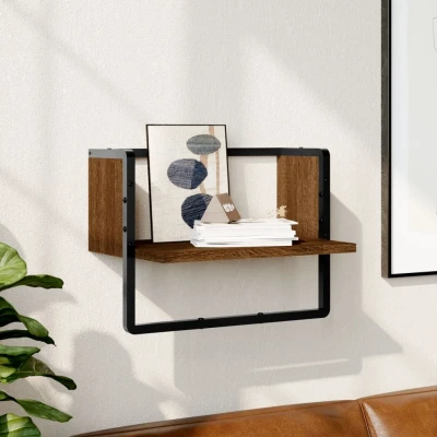 Afbeelding van Wandschap met stang 40x25x30 cm bruin eikenkleur