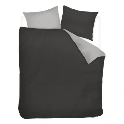 Afbeelding van Snoozing Two Tone Flanel Dekbedovertrek Tweepersoons 200x200/220 cm + 2 kussenslopen 60x70 Antraciet/Grijs