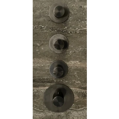 Afbeelding van SB 316 AESTHETICS Round Inbouw thermostaatkraan met 3 uitgangen/ 3x stopkraan PVD gun metal geborsteld 1208954967