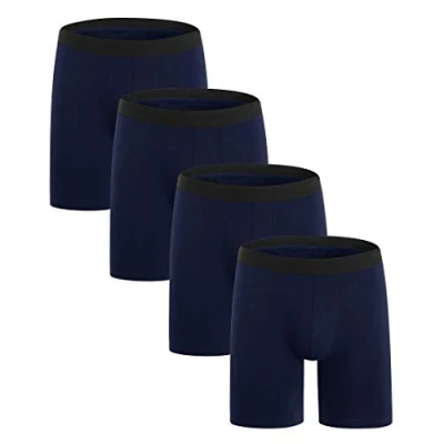 Afbeelding van ZLYC boxershorts van katoen, lange voor heren, 3/4 stuks, 4 blauw