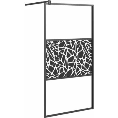 Afbeelding van vidaXL Inloopdouchewand met stenenmotief 115x195 cm ESG glas zwart