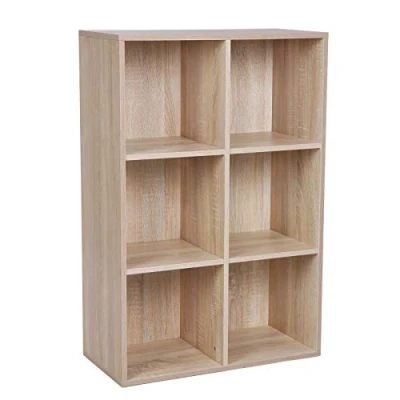 Image de VASAGLE Bibliothèque, Étagère à 6 Compartiments, Meuble de Rangement Livres, Cloison Séparateur, Présentoir, pour Salon, Chambre, Bureau, 30 x 65,5 97,5 cm, Naturel LBC203H