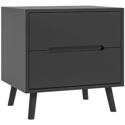 Afbeelding van HOMCOM Nachtkastje met 2 laden, moderne stijl, voor slaapkamer, woonkamer, 50 x 40 50,5 cm, zwart