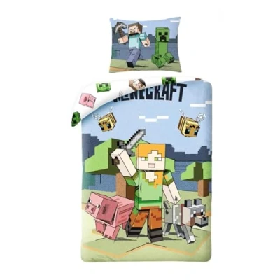 Afbeelding van Minecraft Dekbedovertrek, Farm Eenpersoons 140 x 200 + 70 90 cm Polyester