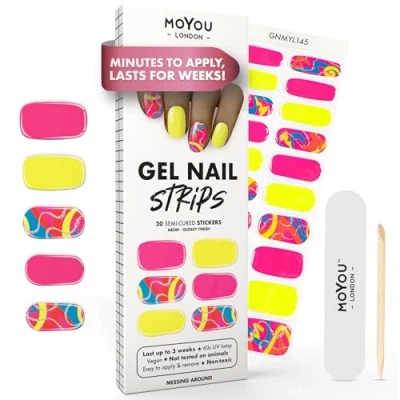 Afbeelding van MOYOU LONDON Set van 20 semi geharde UV gelstrips uithardbaar Voor manicure in salonkwaliteit Messing Around