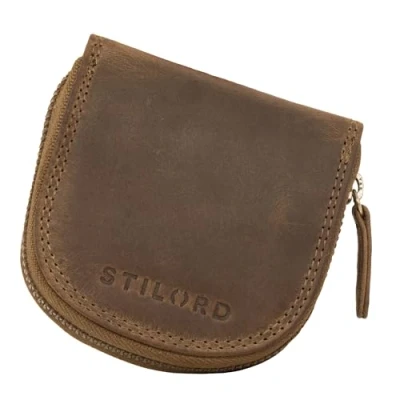 Afbeelding van STILORD &#039;Cash&#039; Vintage Lederen Mini Portemonnee Case voor Mannen Vrouwen Echt Leer, Medium bruin,
