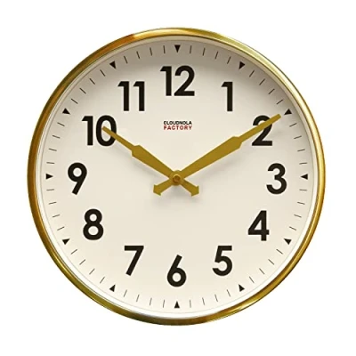 Afbeelding van Cloudnola Factory Brushed Gold Numbers Wall clock 30 cm Arabic Klok