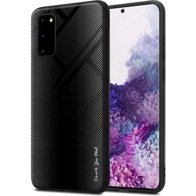 Afbeelding van Cadorabo Hoesje geschikt voor Samsung Galaxy S20 in OPAAL ZWART Beschermhoes gemaakt van TPU silicone Case Cover en achterkant gehard glas