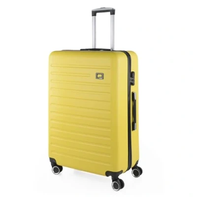 Afbeelding van SKPAT Koffers, Set van hardcase koffers met 4 wieltjes, grote koffer, ruimbagage, reisbagageset, combinatieslot, Geel