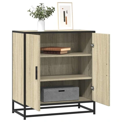 Afbeelding van vidaXL Dressoir 68x35x76 cm bewerkt hout en metaal sonoma eikenkleur