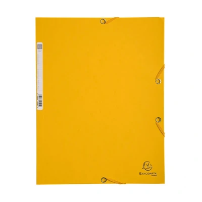 Image de Chemise Exacompta à élastiques 3 rabats + Etiquette 24x32cm Jaune