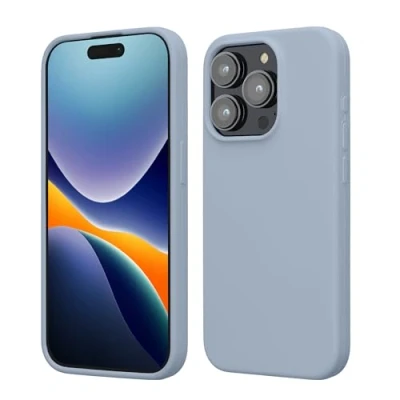 Afbeelding van kwmobile telefoonhoesje geschikt voor iPhone 15 Pro Hoesje met siliconen coating Smartphone case in lichtblauw