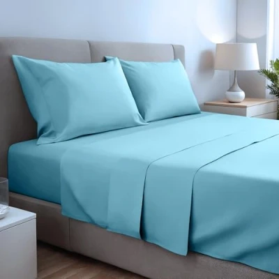 Afbeelding van gobedreams 4 delige beddengoedset voor tweepersoonsbed, 150 x 190/200, geborsteld polyester microvezel, laken, verstelbaar hoeslaken en 2 kussenslopen
