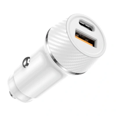 Afbeelding van AMiO Autolader Telefoon USB A + C 20W 12/24V Wit