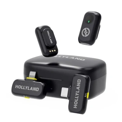 Afbeelding van Hollyland Lark A1 Combo (Space Gray, met USB C RX + Lightning Charging Case) Draadloze microfoon