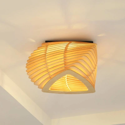 Afbeelding van Lindby Sanza plafondlamp, 50 cm, hout, gebogen