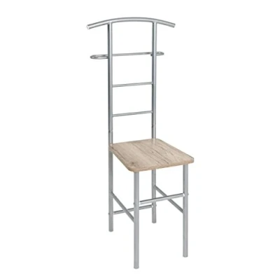 Afbeelding van HAKU Möbel 81950 Stoel met kledingstandaard, metaal, aluminium, eiken, san remo, 46 ​​x x 109 cm