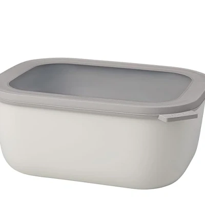 Image de Mepal Bol Multifonction Rectangulaire Boîte Conservation Alimentaire avec Couvercle Convient comme de Hermétique pour le Réfrigérateur, Micro ondes &amp; Congélateur 3000 ml Nordic white