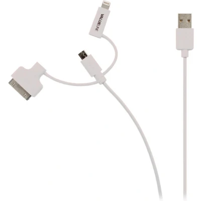 Afbeelding van Apple Lightning, 30 pins en Micro USB 2.0 3 in 1 kabel meter (Wit)