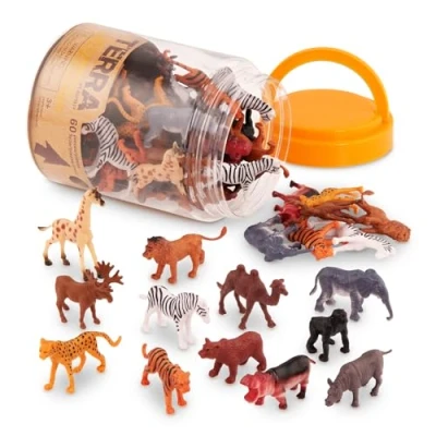 Afbeelding van Terra by Battat AN6004Z wilde dieren assortiment dierfiguren speelgoed voor kinderen vanaf 3 jaar (60 stuks),