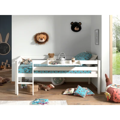 Afbeelding van LUCEVI Pino Halfhoogslaper H85CM + Ladder Hangplank Wit 90x200 cm