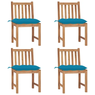 Afbeelding van Tuinstoelen 4 st met kussens massief teakhout