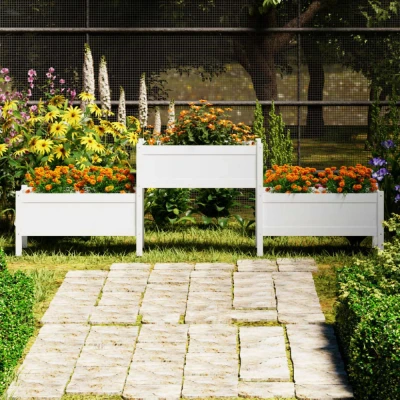 Afbeelding van Plantenbak 245,5x44x75 cm massief grenenhout wit