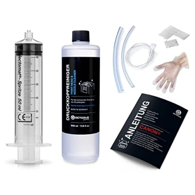 Afbeelding van Octopus Nozzlereiniger, printerkopreiniger, compatibel met Canon Pixma printkoppen adapters voor slangen (500 ml)