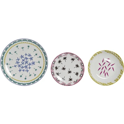 Afbeelding van Serviesset DKD Home Decor Blauw Multicolour Turkoois Porselein 27 x 2,5 cm Afrikaan (18 Onde...