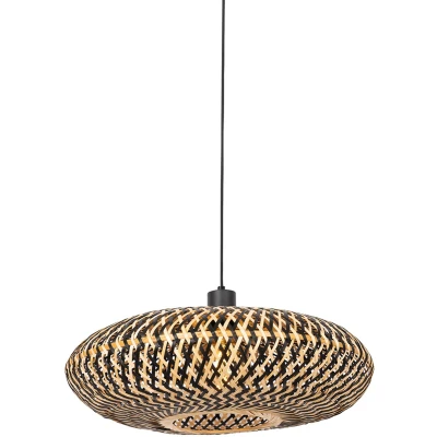 Afbeelding van QAZQA Oosterse hanglamp zwart bamboe 50 cm Ostrava