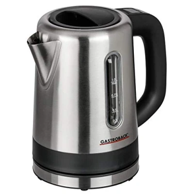 Afbeelding van GASTROBACK #42435 Design mini waterkoker van roestvrij staal, 1 liter, met niveau indicator, verlicht bedieningspaneel, warmhoudfunctie, 2200 W