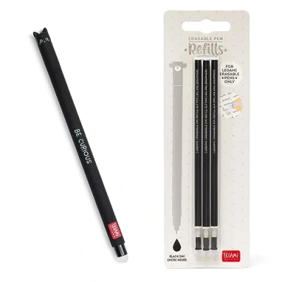 Afbeelding van Legami Uitwisbare gelpen, bal aan het uiteinde om inkt te verwijderen zonder vel verbruiken Warmtegevoelige zwarte inkt, puntdiameter 0,7 mm Thema katten