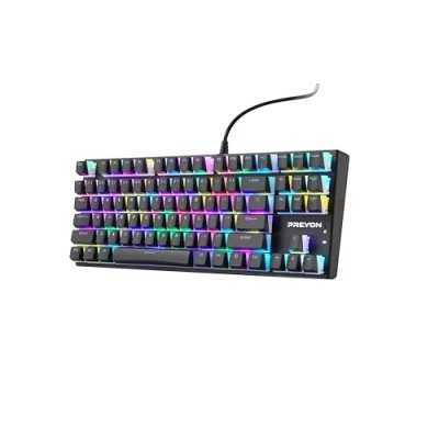 Afbeelding van PREYON Brown Blitz Claw Gateron Bedraad Toetsenbord QWERTY RGB Zwart