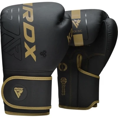Afbeelding van RDX Sports F6 Kara Bokshandschoenen Training Goud Matzwart Kunstleer
