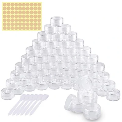 Afbeelding van 60 x Lege mini zalfpotje met schroefdop voor Nail Art Lippenbalsem CrÃ¨me 5g 5ml Helder