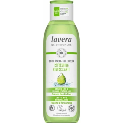 Afbeelding van lavera Verfrissende douchegel beschermt de huidflora natuurlijke cosmetica veganistisch biologische limoen en citronella siliconenvrij 1 x 250 ml