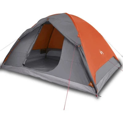 Afbeelding van Tent 6 persoons 348x340x190 cm 190T taft grijs en oranje
