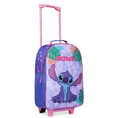 Afbeelding van Disney Koffer voor kinderen, meisjes, Stitch, Minnie Elsa, ijskoningin, kleine koffer, zacht, wielen, opvouwbaar, trolley, tas, reizen, cabine, trolleytas Blauwe