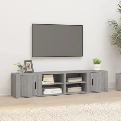 Afbeelding van Tv meubels 2 st 80x31,5x36 cm bewerkt hout grijs sonoma eiken