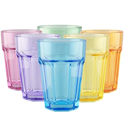 Afbeelding van Drinkglazen Gekleurde Waterglazen Sapglazen Cocktailglazen Drankglazen Drinkglas Waterglas Longdrinkglas Glazen voor Water Drank Sap Vintage Design Verzameling Alva 370 ML Set van 6 Kleuren