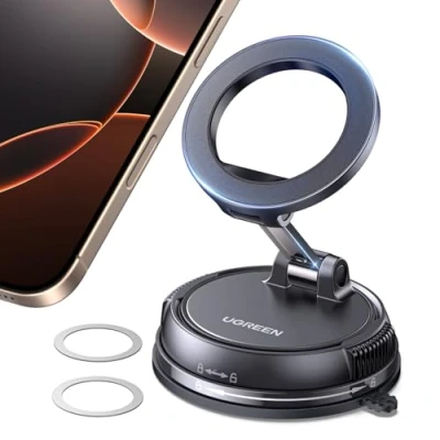 Afbeelding van UGREEN Telefoonhouder voor auto, magnetische zuignap, MagSafe, autohouder, compatibel met iPhone 16 Plus Pro Max 16e 15 14 13 12 Galaxy S25 S24 Pixel 9 8 7 Redmi Note