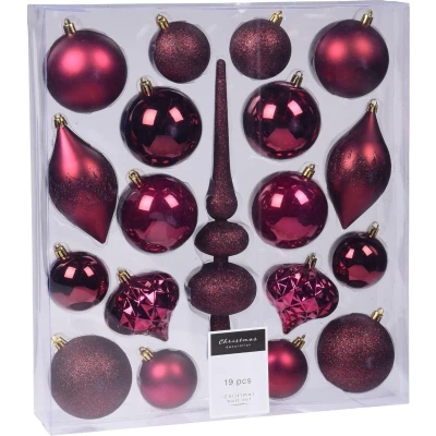 Afbeelding van Kerstballen 19 stuks (Piek, Bordeaux rood)
