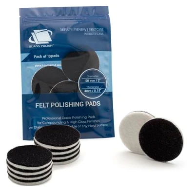 Afbeelding van Glass Polish 10 stuks polijstpads van vilt voor het polijsten glas, kunststof, metaal en marmer, 50 mm