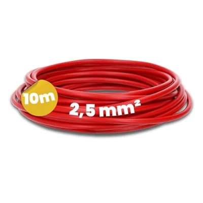 Afbeelding van Kalitec 10 meter H07V K 2,5 mm² rode kabelkabel, flexibele geleider, pvc enkele mm², dunne bekabeling, kabel, eenaderige kabel