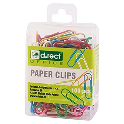 Image de D.RECT 100 pièces Trombones multicolores Métal, 28 mm, avec revêtement plastique 7129