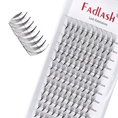 Image de Volume Russe C curl 8D 0.07mm 8 14mm Extensions de Cils Naturel Longs Individuels Professionnels Grappes Naturelles Flare Sans Noeud (C 0.07mm, 14mm)