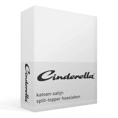 Afbeelding van Cinderella Sundays Topper Hoeslaken met split 180x210 cm Tot 15 matrashoogte 100% Katoen Satijn Wit