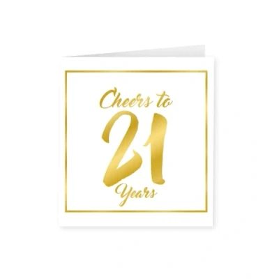 Afbeelding van Gold white cards 21 years