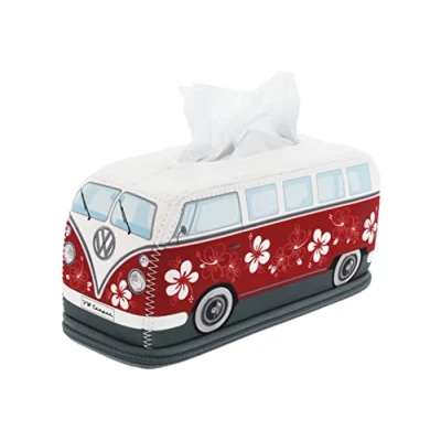 Afbeelding van BRISA VW Collection Volkswagen neopreen zakdoekdispenser voor cosmetica en papieren handdoeken Combi T1 (hibiscus/rood)