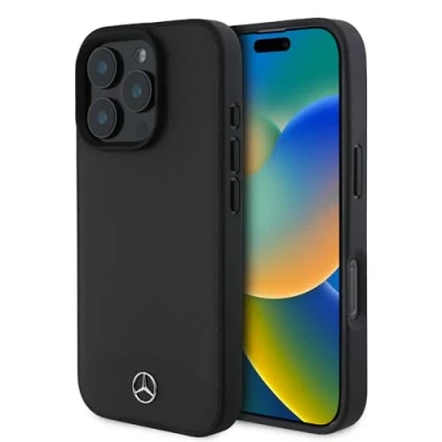 Afbeelding van Mercedes Benz Backcase hoesje geschikt voor iPhone 16 Pro Effen Zwart Kunstleer